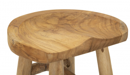 Taburet artizanal modern din lemn de tec reciclat Sel [4]