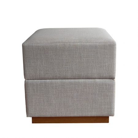 Taburet bej cubic cu bază din lemn natural Block Stool [1]