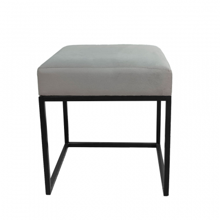 Taburete si pufuri - Taburet decorativ bej cu cadru metalic Cubik Stool