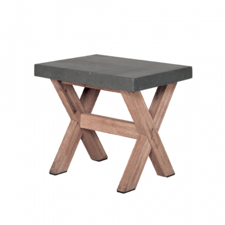 Taburete Exterior - Taburet ciment Camiro cu bază din lemn de acacia