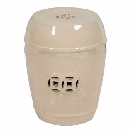 Taburete si pufuri - Taburet crem ceramic decor japandi