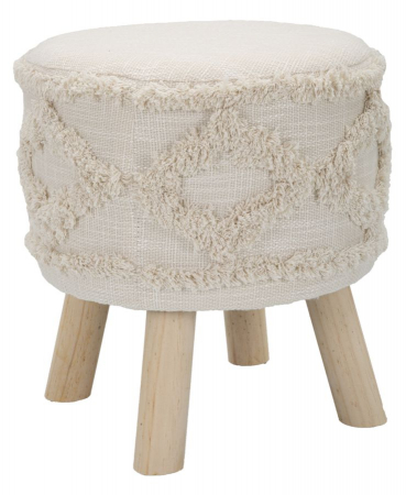 Taburete si pufuri - Taburet Damasco, textil/lemn, bej/natural, Mauro Ferretti