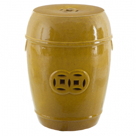 Taburete si pufuri - Taburet ceramic galben decor terasa
