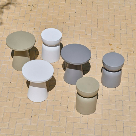taburet Bacoli alb – ciment mat, formă rotundă, stil minimalist [3]