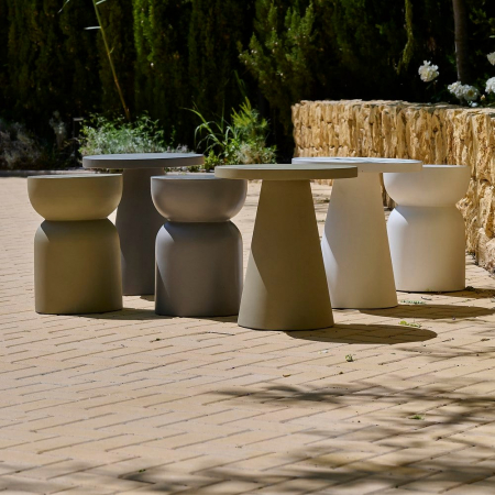 taburet Bacoli alb – ciment mat, formă rotundă, stil minimalist [5]