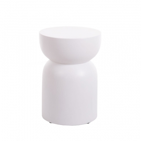 Taburete Exterior - taburet Bacoli alb – ciment mat, formă rotundă, stil minimalist