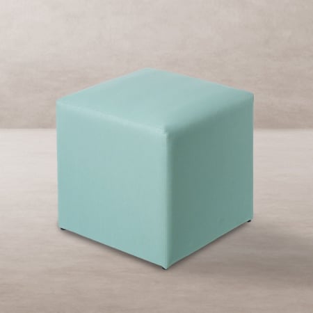 Taburete Exterior - taburet IO – pastel verde, textil outdoor, formă cubică