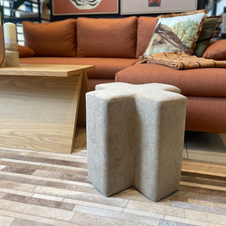 taburet textil gri forma cruce Triliza | creativdeco.ro [1]