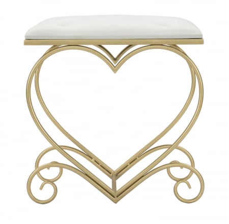 Taburet catifea crem baza aurie Heart | creativdeco [2]
