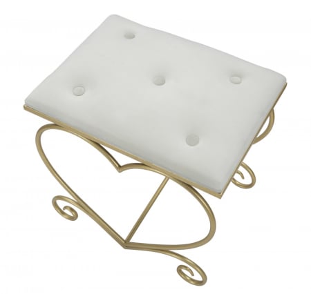 Taburet catifea crem baza aurie Heart | creativdeco [6]