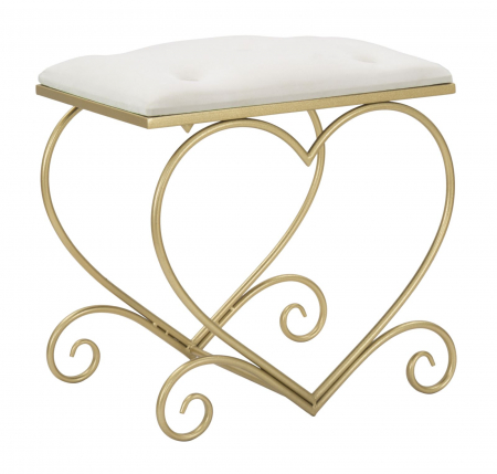 Taburete si pufuri - Taburet catifea crem baza aurie Heart | creativdeco