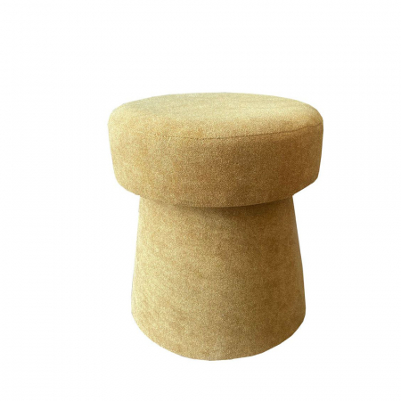 Taburete si pufuri - Taburet muștar Corcho cu tapițerie chenille și formă rotundă