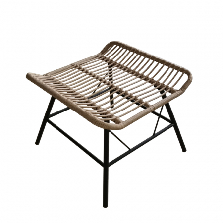 Taburete Exterior - Taburet natural negru Butterfly din metal și rattan sintetic