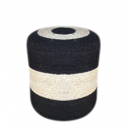 Taburete si pufuri - Taburet decorativ alb-negru din iută Lingo