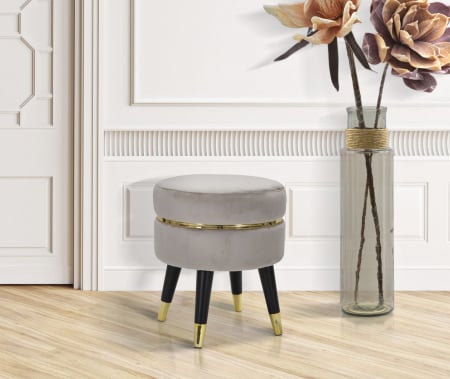 Taburet bej auriu din catifea Paris | creativdeco [1]