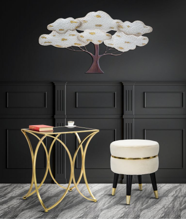 Taburet tapitat crem auriu Paris | creativdeco [1]