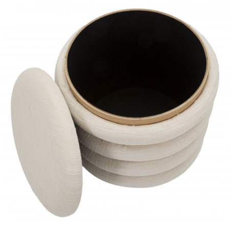 Taburet Puff cu depozitare Damasco, textil/lemn, bej/natural, Mauro Ferretti [4]