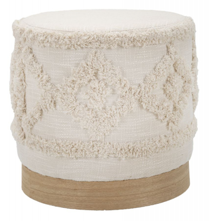 Taburete si pufuri - Taburet Puff Damasco, textil/lemn, bej/natural, Mauro Ferretti