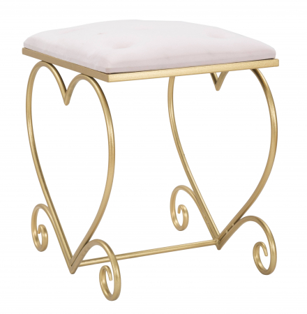 Taburet inima catifea roz auriu Rosa | creativdeco.ro [5]