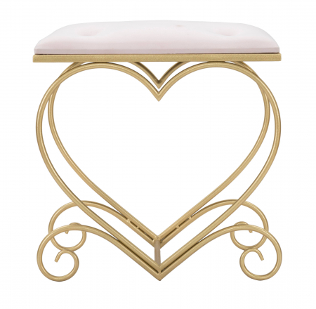 Taburet inima catifea roz auriu Rosa | creativdeco.ro [6]