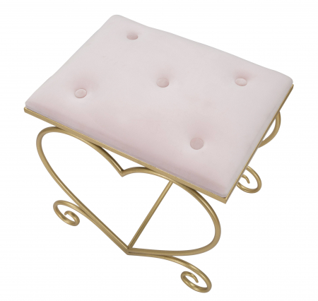Taburet inima catifea roz auriu Rosa | creativdeco.ro [4]