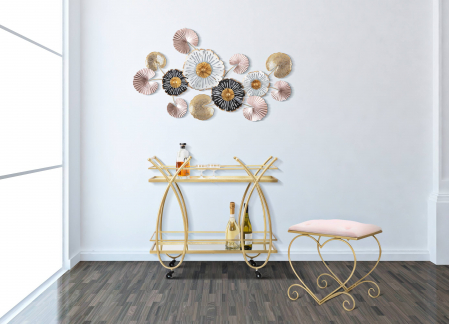 Taburet inima catifea roz auriu Rosa | creativdeco.ro [1]