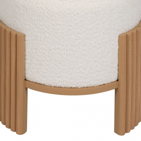 Taburet rotund alb cu bază MDF natur – design japandi [6]