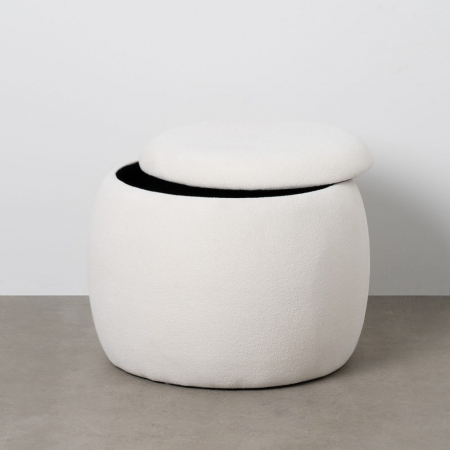 Taburet rotund crem cu ladă ascunsă – stil japandi cald [1]