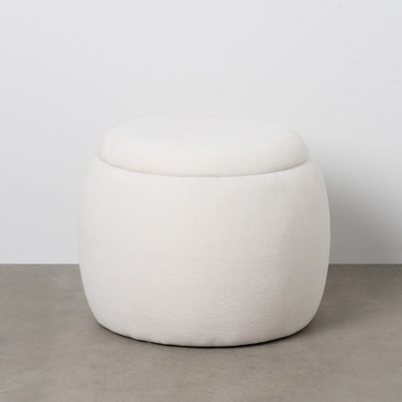 Taburet rotund crem cu ladă ascunsă – stil japandi cald [8]