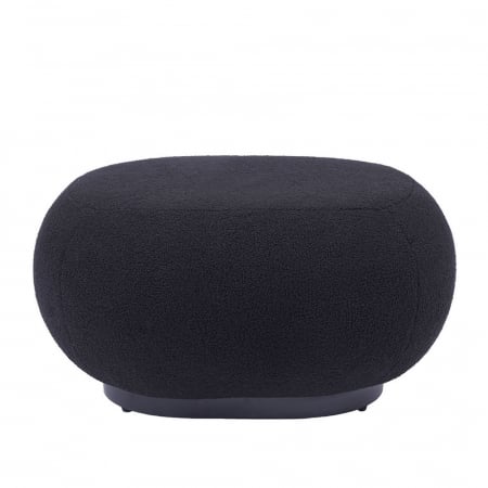 Taburet rotund Bo 70x70x37 cm, negru, textil și metal, cu formă curbată, bază metalică joasă și design modern. [2]