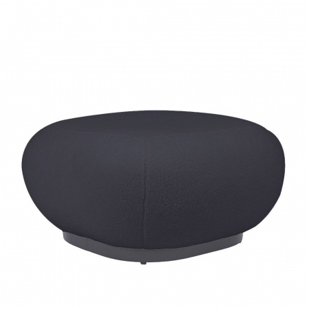 Mese in Stil Contemporan - Taburet rotund Bo 70x70x37 cm, negru, textil și metal, cu formă curbată, bază metalică joasă și design modern.