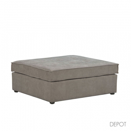Taburet Mexico gri cald textil catifelat multifunctional - imagine din față cu decor minimal