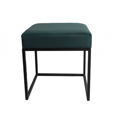 Taburete si pufuri - Taburet verde textil Cubik cu structură metalică neagră