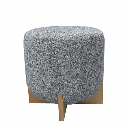 Taburete si pufuri - Taburet rotund bej-negru Volcano Stool cu bază lemn