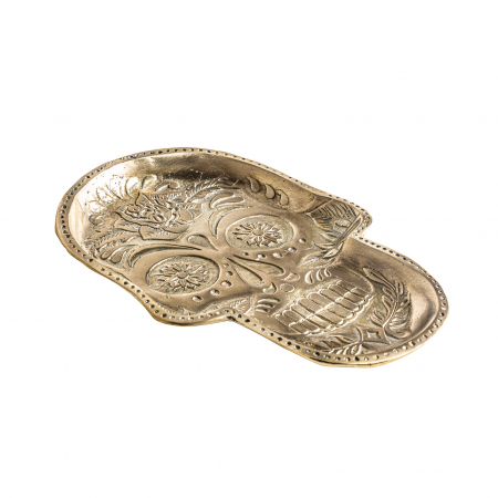 Organizator obiecte mici - Tava decorativa craniu Art Deco bronz auriu|Accesorii interioare vintage