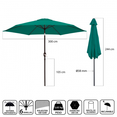 umbrela-monty-inclinabila-verde-300cm-6brate-manivela-inclinare [1]