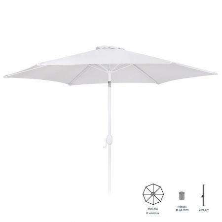 Mobilier Gradina - umbrela-alba-central-350cm-aluminiu-poliester