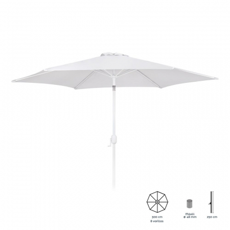 Umbrele Exterior - umbrela-alba-central-300cm-poliester-manivela