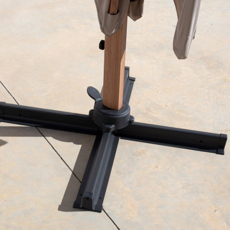 Umbrelă Tiber – aluminiu teak-look, reglabilă, poliester UV exterior [8]