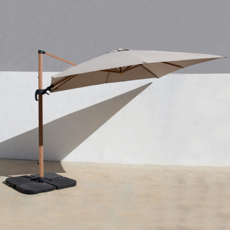 Umbrelă Tiber – aluminiu teak-look, reglabilă, poliester UV exterior [1]