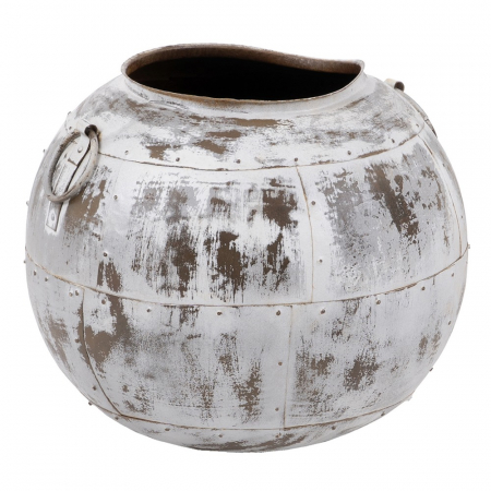 Vas alb uzat metal decor shabby chic [3]