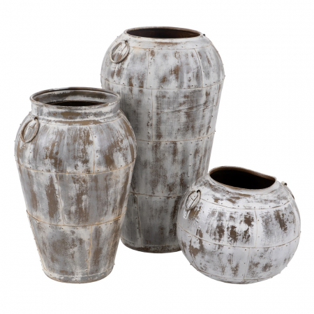 Vas alb uzat metal decor shabby chic [2]