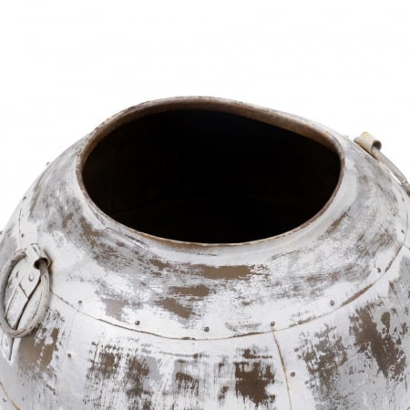 Vas alb uzat metal decor shabby chic [4]