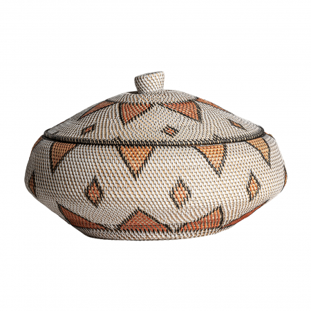 ZIRBA - Vas decorativ ratan alb|Decoratiuni etnice naturale