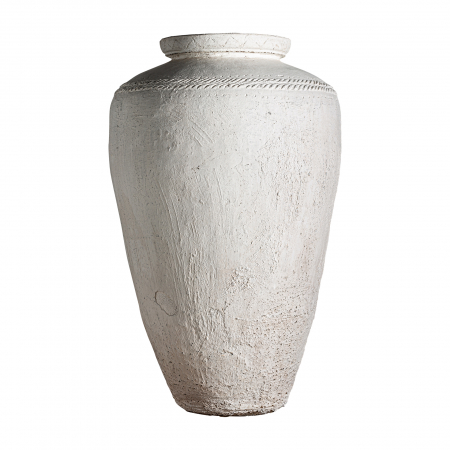 Obiecte decorative - Vas decorativ colonial teracota alba|Vaze maiestuoase