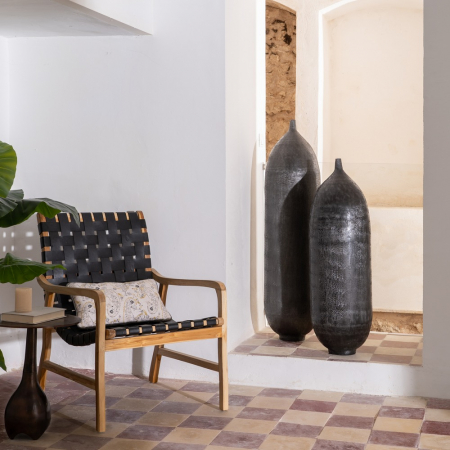 Vas negru aluminiu decor modern inalt [1]