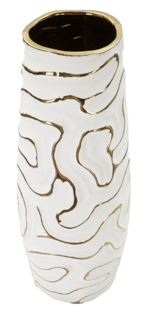 Vaza moderna ceramica alba cu relief | CreativDeco [3]