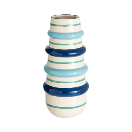 Obiecte decorative - Vaza ceramica inalta cu inele albastre