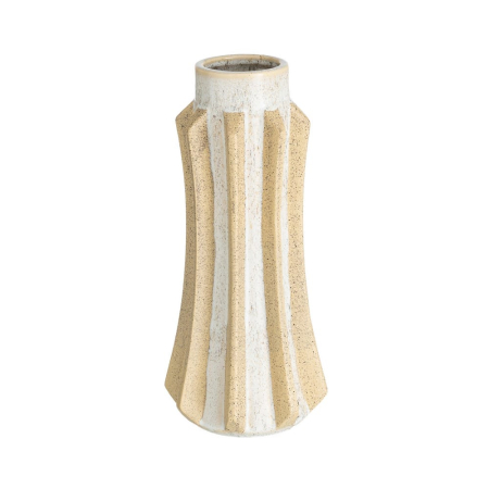 Obiecte decorative - Vaza ceramica fatetata mata alb-bej