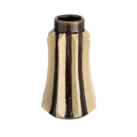 Obiecte decorative - Vaza ceramica fatetata cu striatii maro